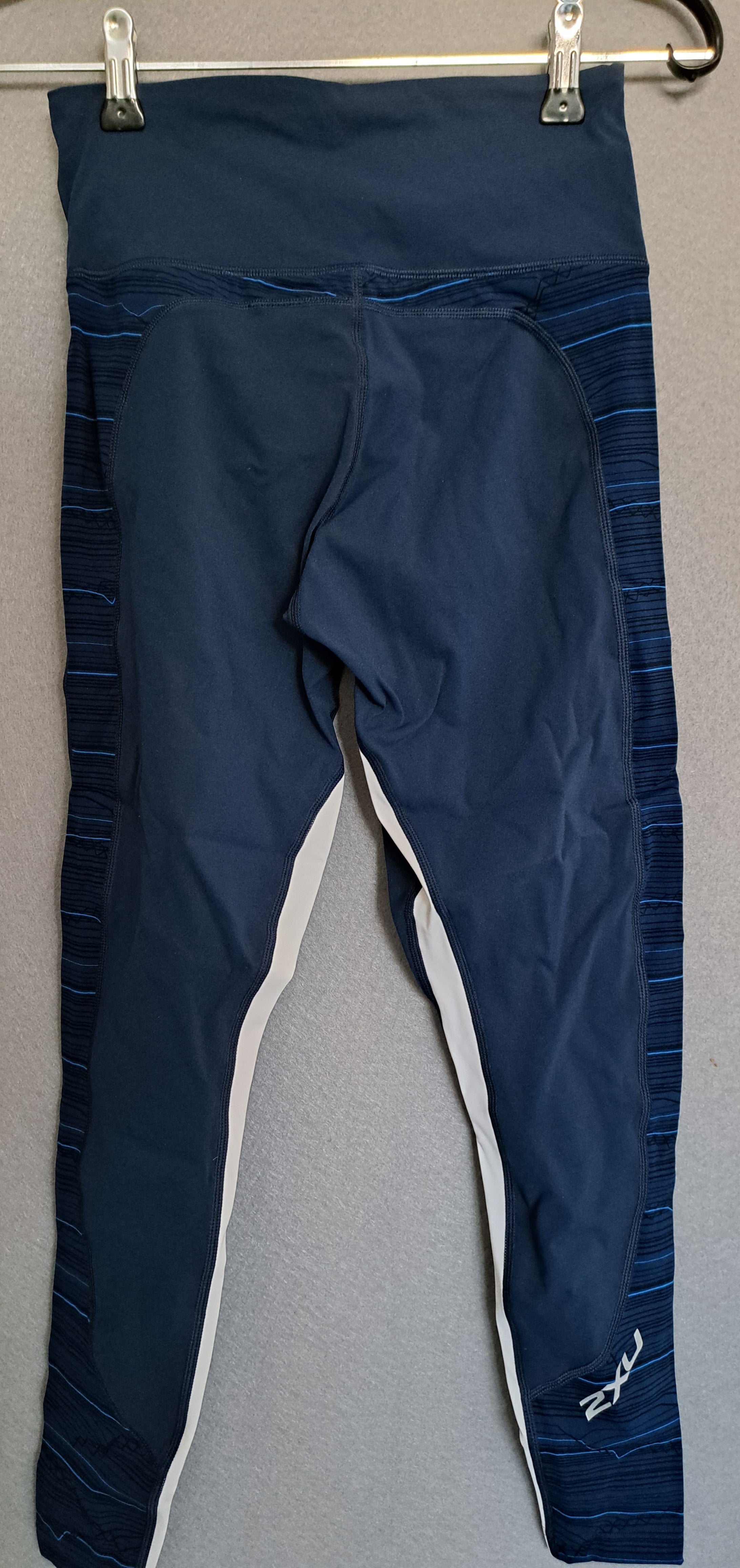 2XU Fitness Hi-Rise Compression Tights, Damen, Laufhose, Blue/Black Line White