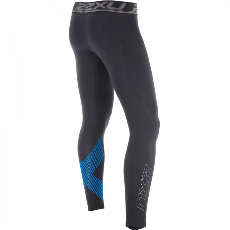 2XU Accelerate Compression Tights, Herren, Black/Blue Lines