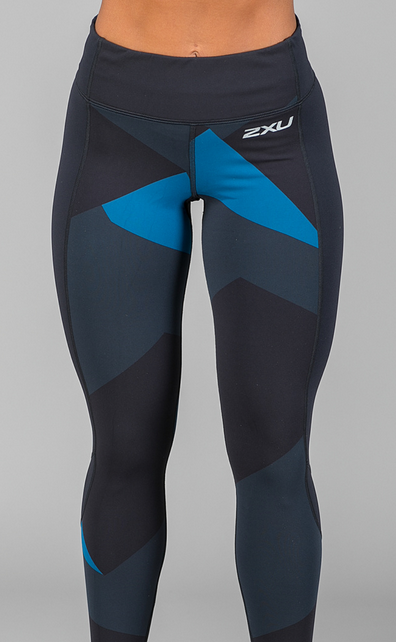 2XU Fitness Compression 7/8 Tights, Damen, Black/Dark Char Jagged Block