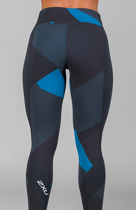 2XU Fitness Compression 7/8 Tights, Damen, Black/Dark Char Jagged Block