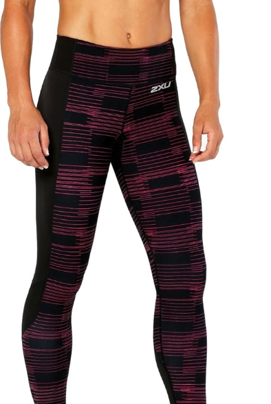 2XU Fitness Compression 7/8 Tights, Damen, Black/Peacock Pink Broken Line