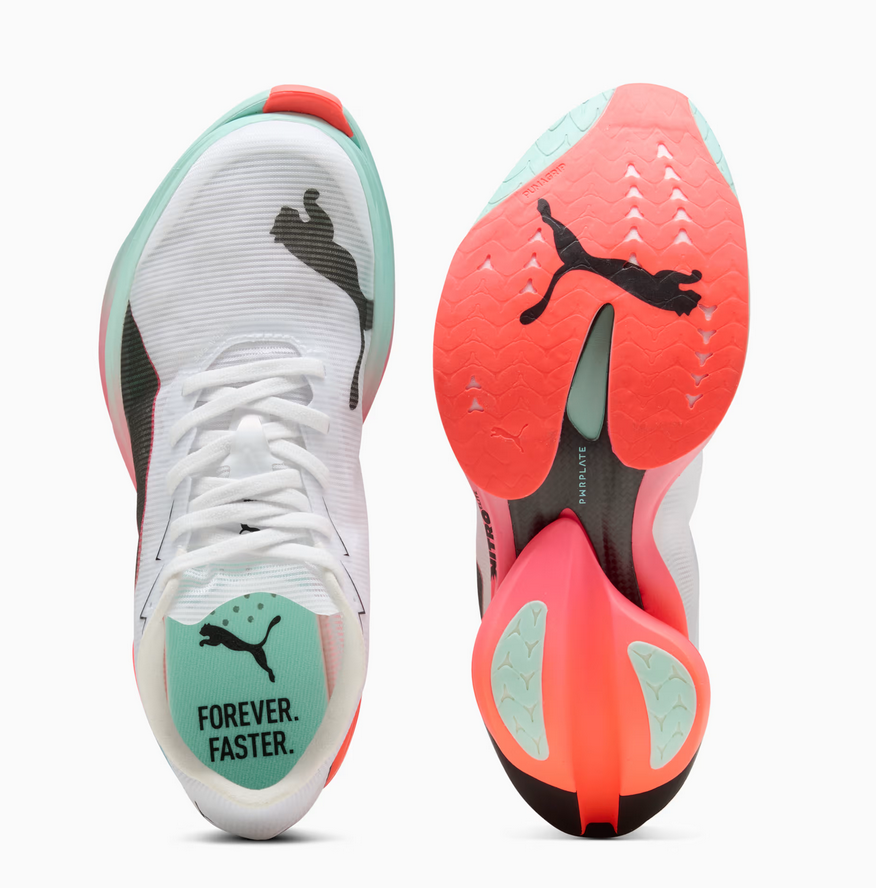 Puma FAST-R NITRO Elite 3, Laufschuhe, Damen, Puma White/Glowing Red/Mint Melt