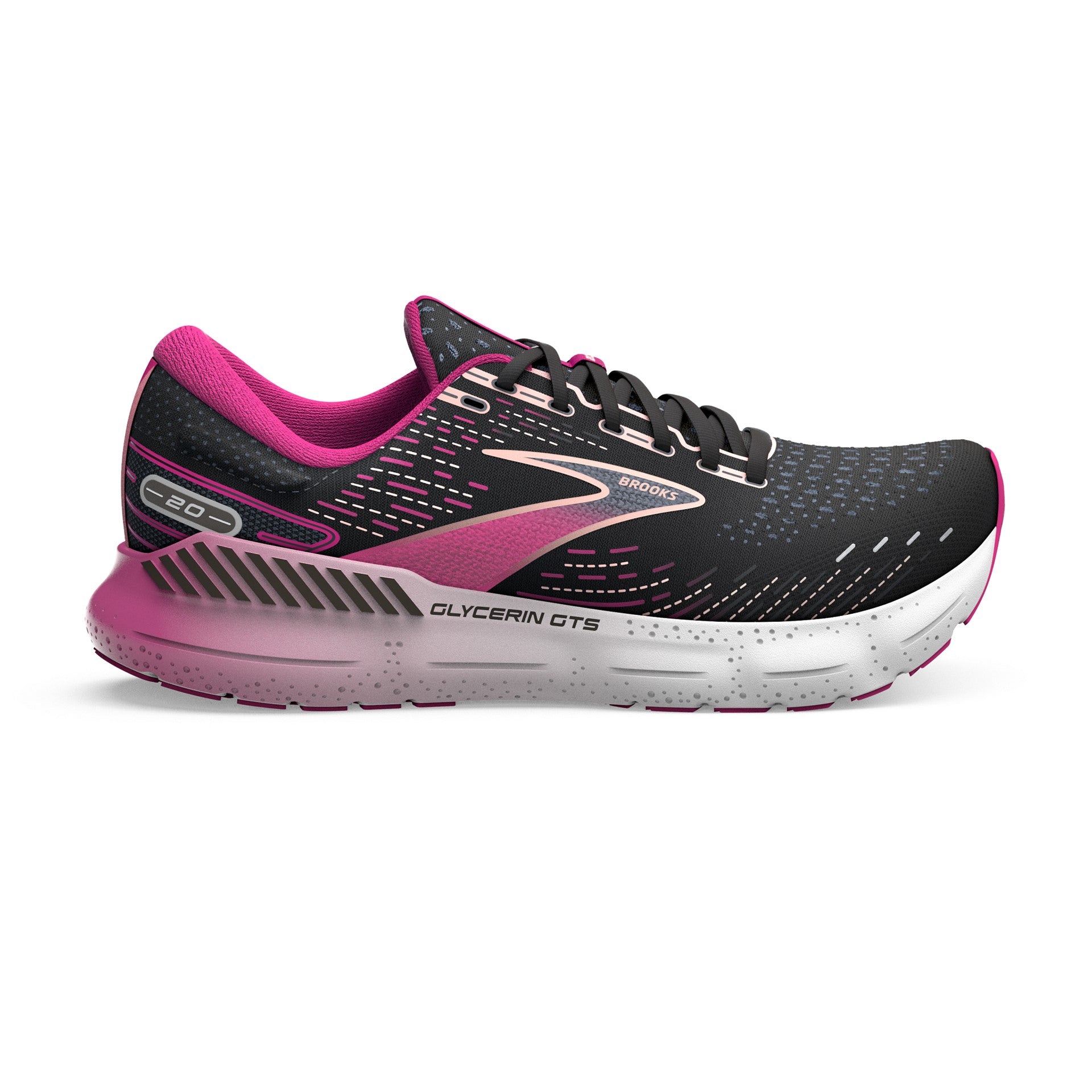 Brooks Glycerin GTS 20, Damen, Black/Fuchsia/Linen