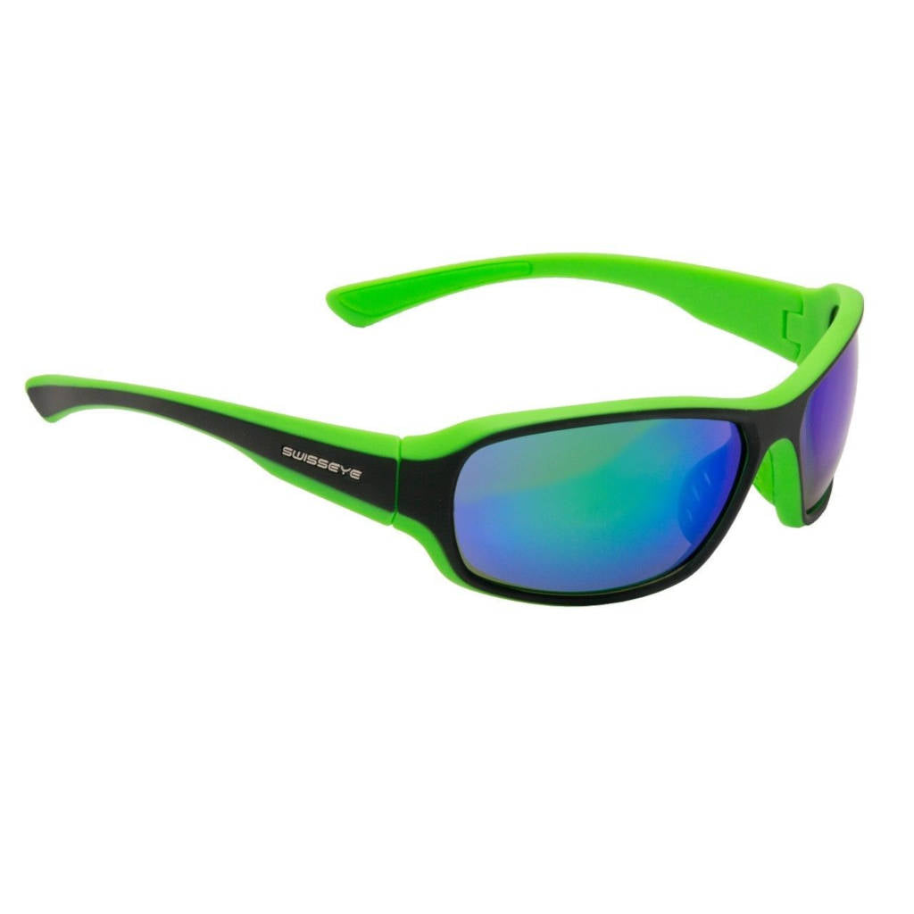fahrradbrille grün Swisseye Freeride, schwarz matt/grün, Gläser grün Revo, Sportbrille, R