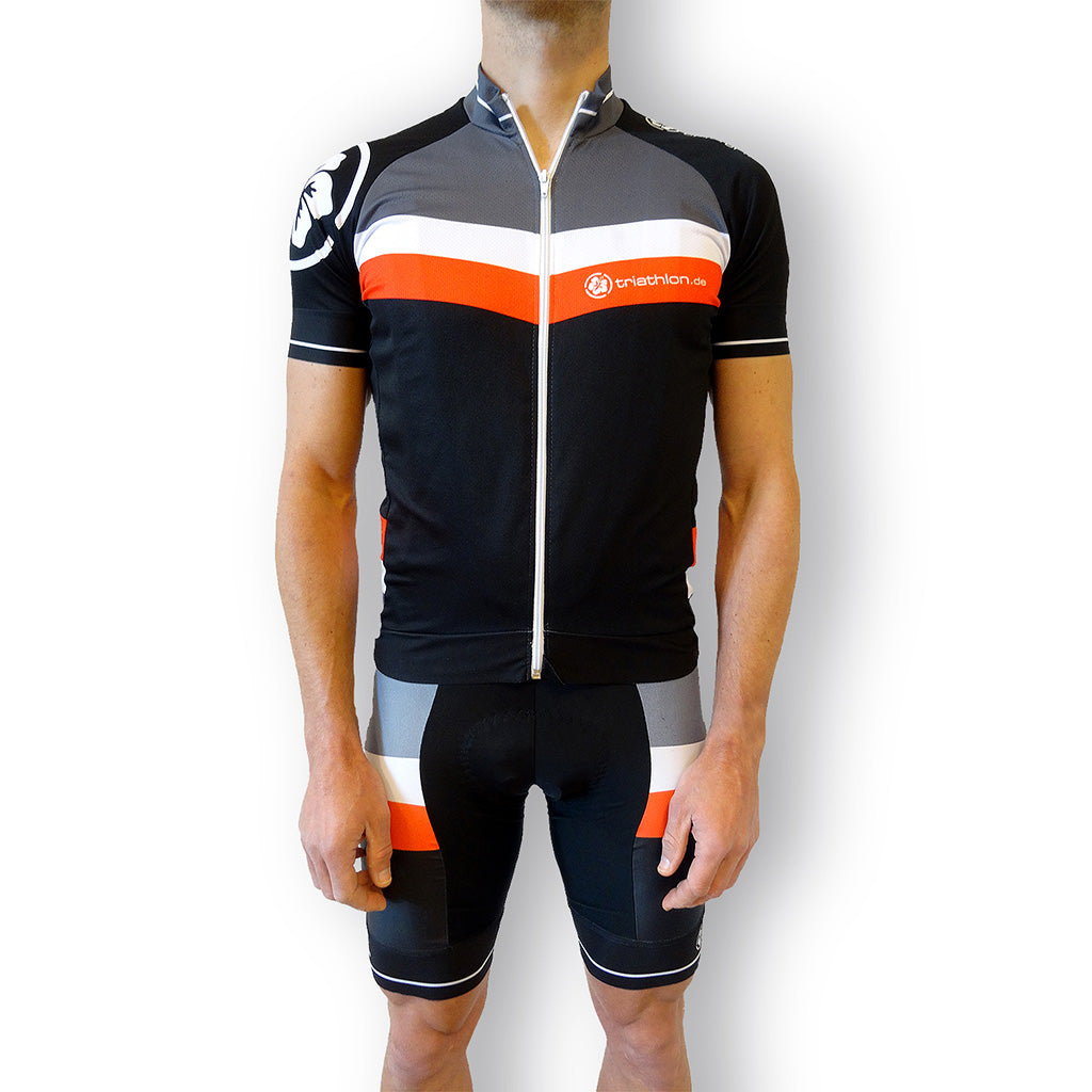 triathlon.de Elite Bib Short, Rad-Trägerhose, Herren, schwarz/grau/gelb