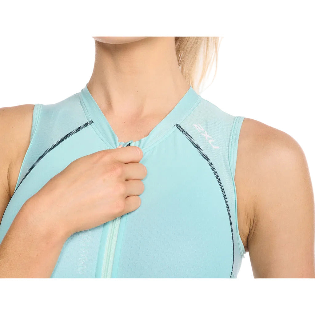 2XU Light Speed Front Zip Trisuit, Damen, outerspace/white, hell-/dunkelblau/weiß