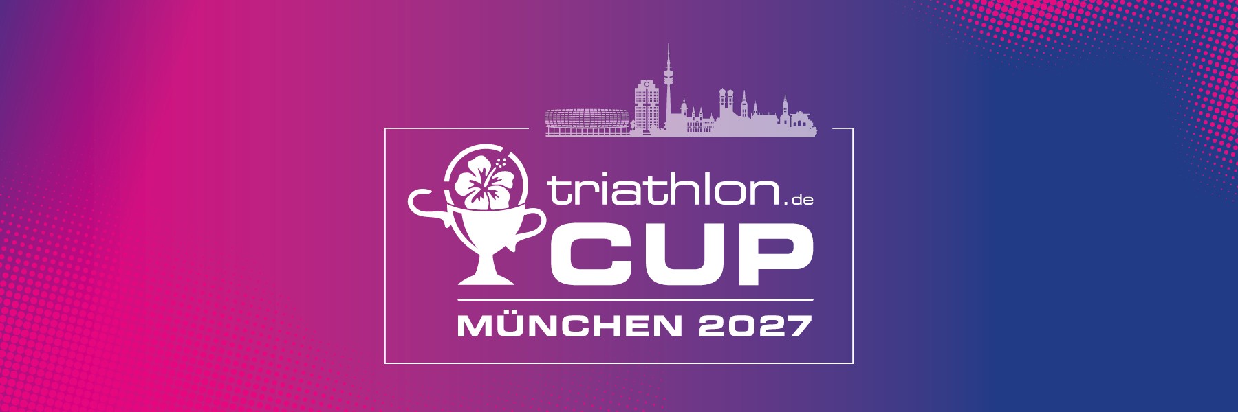 Banner in blau und pink zum triahtlon.de CUP München 2027