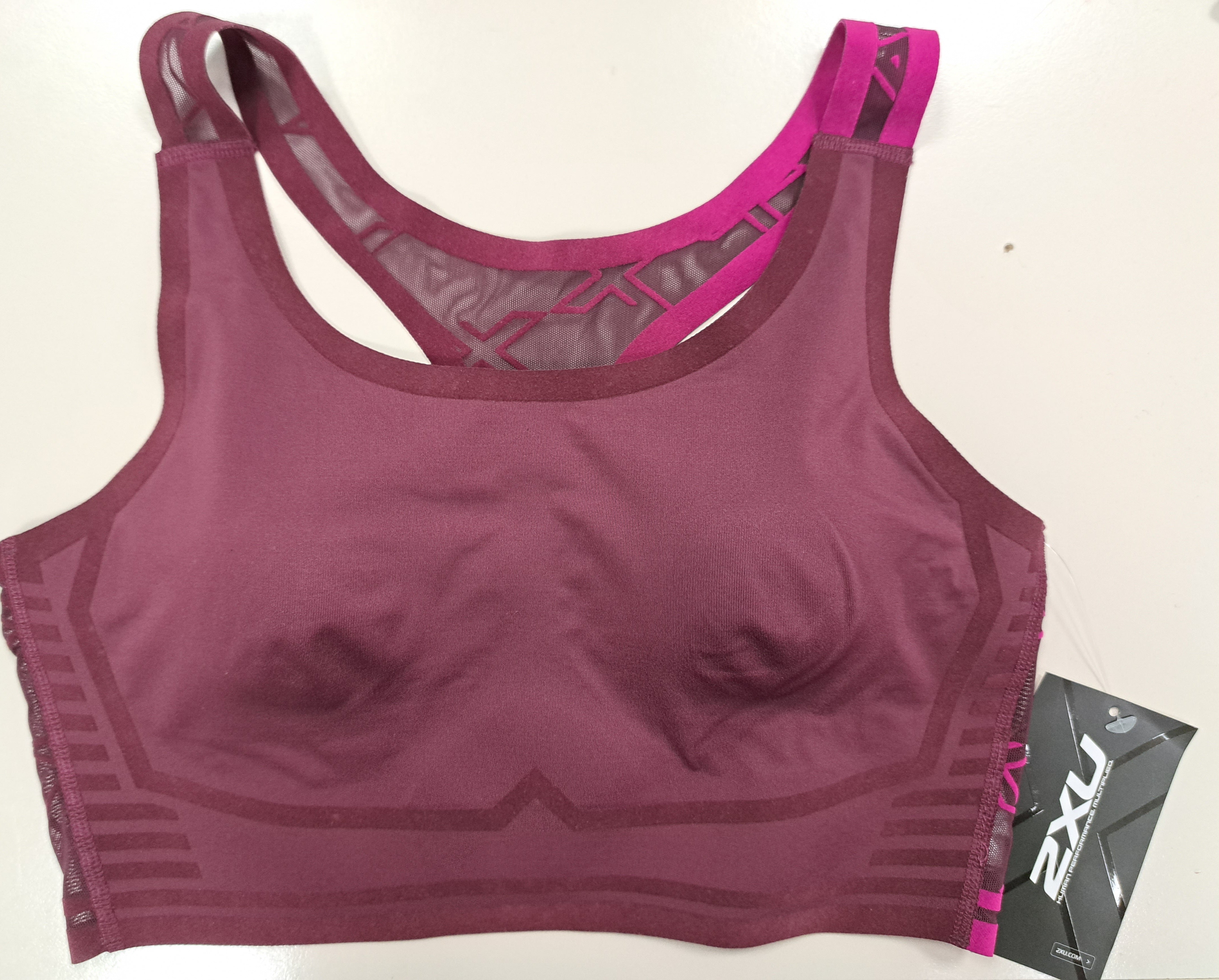 2XU Breeze Mesh Crop, Damen, Mulberry/Festival