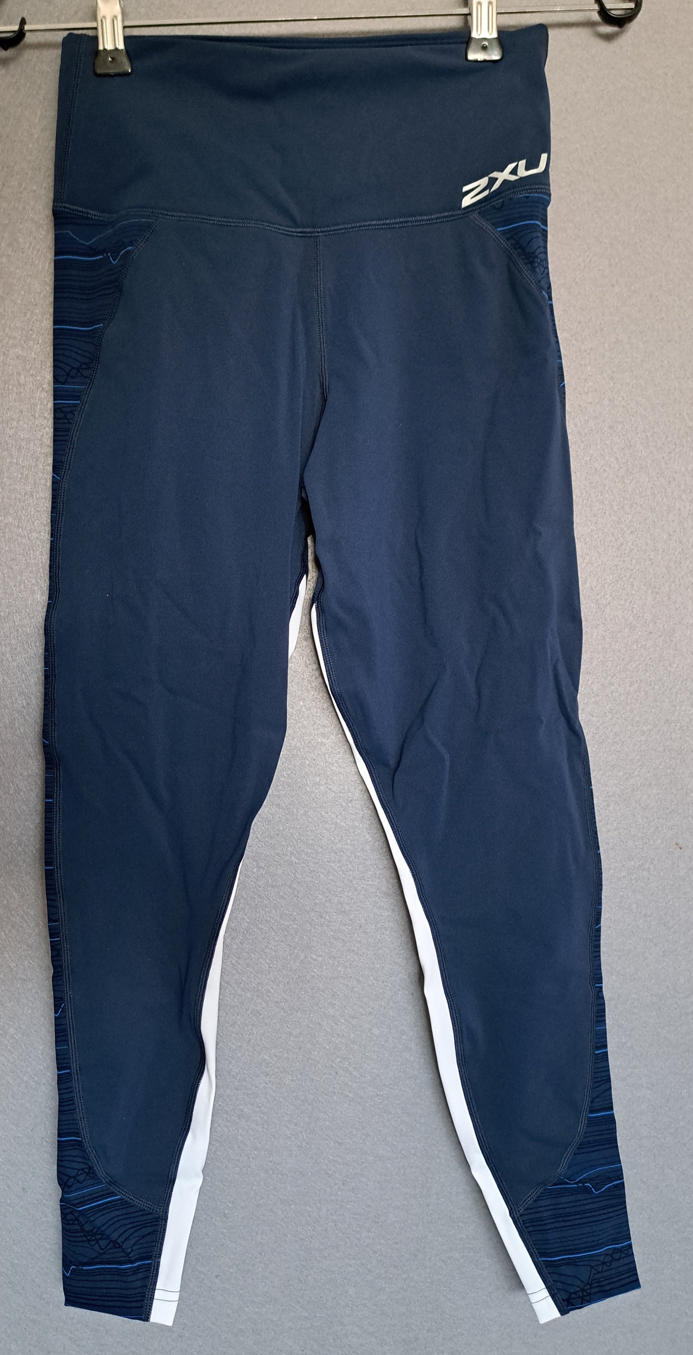 2XU Fitness Hi-Rise Compression Tights, Damen, Laufhose, Blue/Black Line White