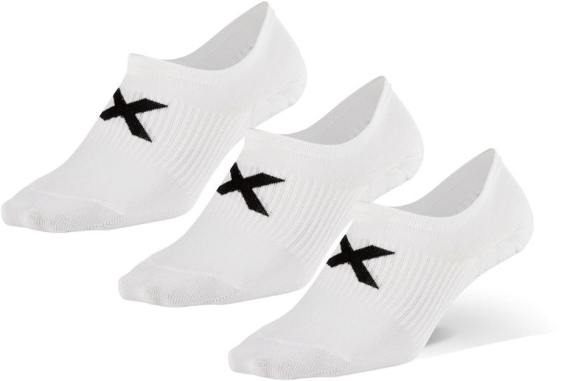 2XU Invisible Sock 3 Pack, weiß/schwarz