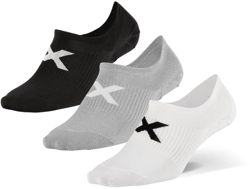 2XU Invisible Sock 3 Pack, schwarz/grau/weiß