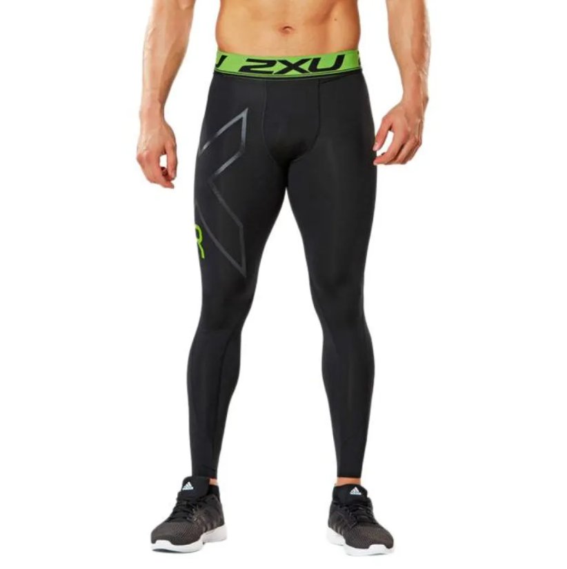 2XU Refresh Recovery Compression Tights, Herren, Laufhose, schwarz/grün