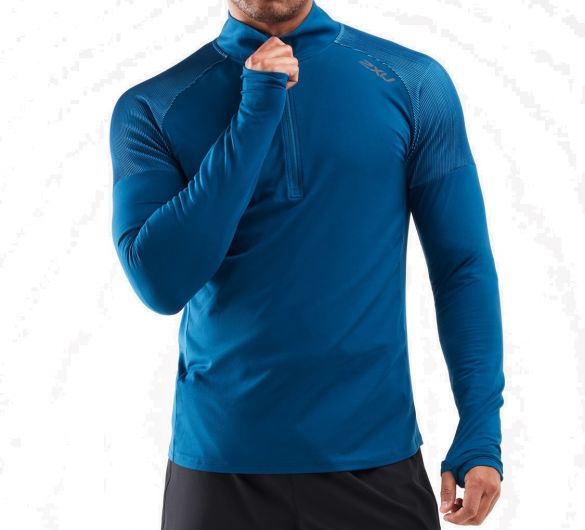 2XU GHST 1/2 Zip Longsleeve, Herren, Poseidon/Ultra Aqua