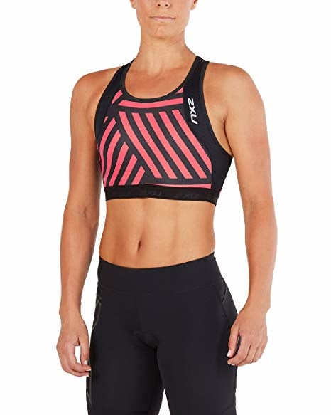 2XU Perform Tri Crop, Damen, Black/Geo Magenta