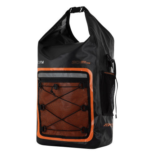 ZONE3 30L Open Water Dry Bag Tech Backpack, black/orange