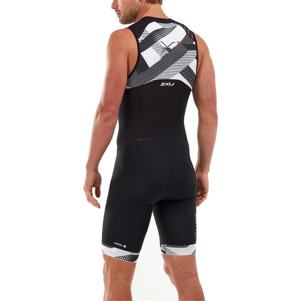 2XU Compression Full Zip TriSuit Sleeveless, Herren, Black/Chroma