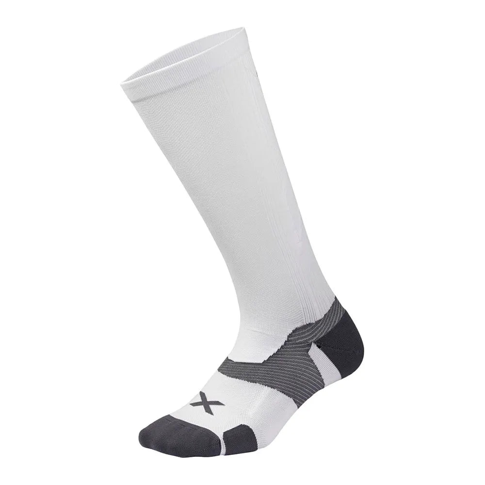 2XU VECTR Cushion Full Length Socks, White/Grey