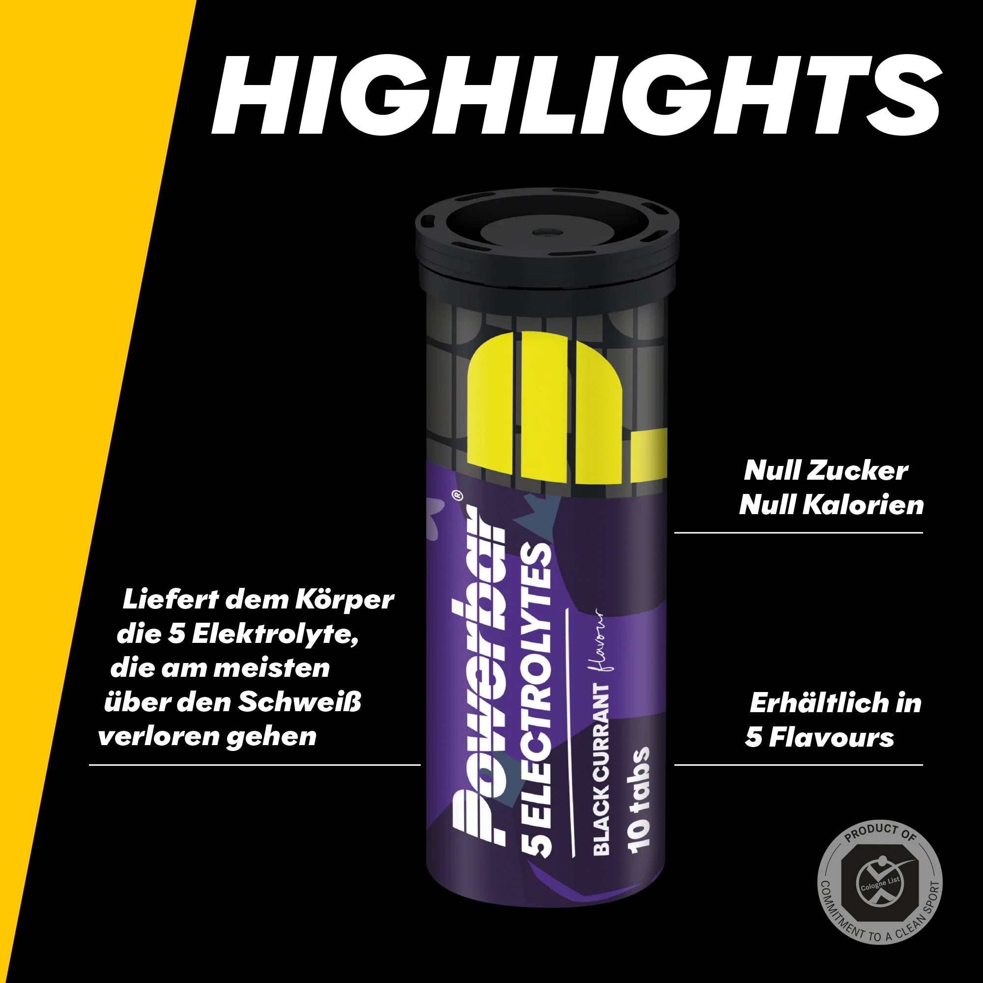 Powerbar 5 Electrolytes, Black Currant, Schwarze Johannisbeere, 10 Tabs