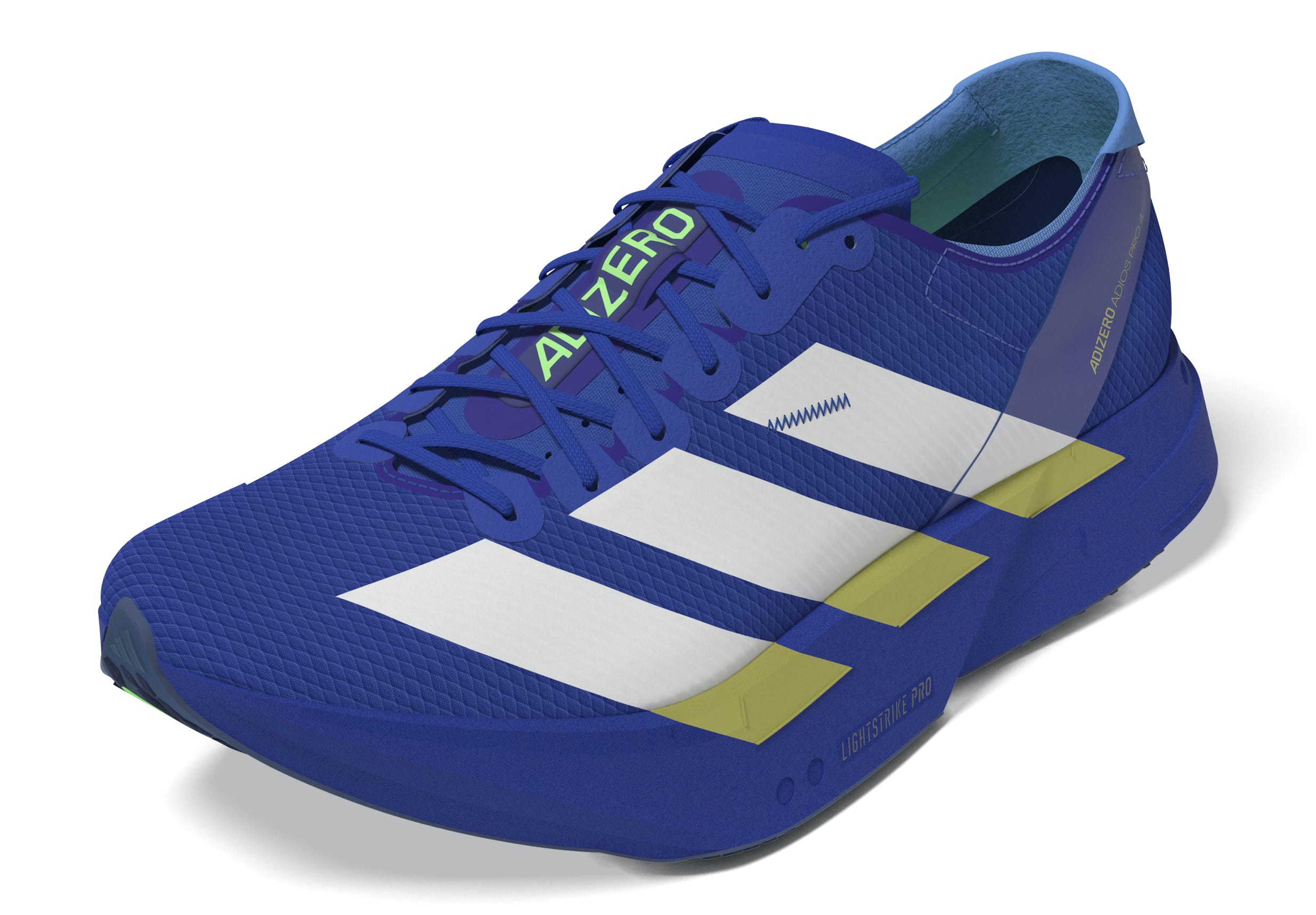 Adidas ADIZERO ADIOS PRO 4, Laufschuh, Herren, Blue/White/Lime Burst