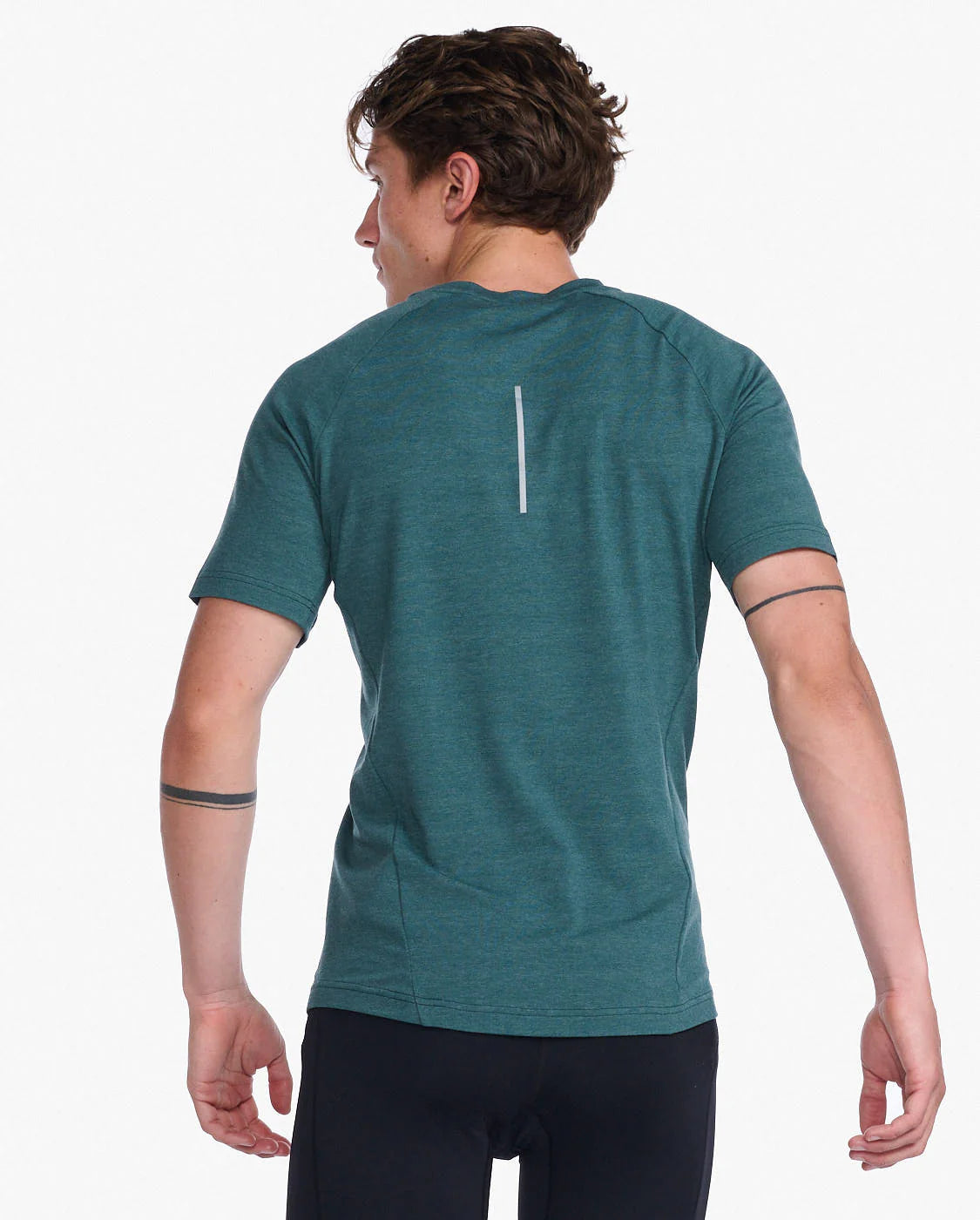 2XU Ignition Base Layer Tee, T-Shirt, Herren, Deep Jade Marle/Silver Reflective