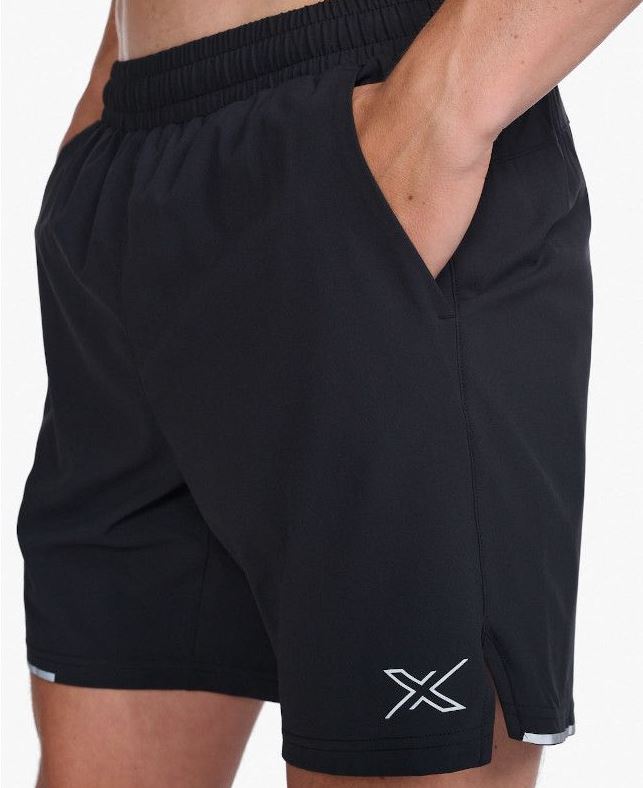2XU Aero 7 Inch Shorts, Herren, Black/Silver Reflective