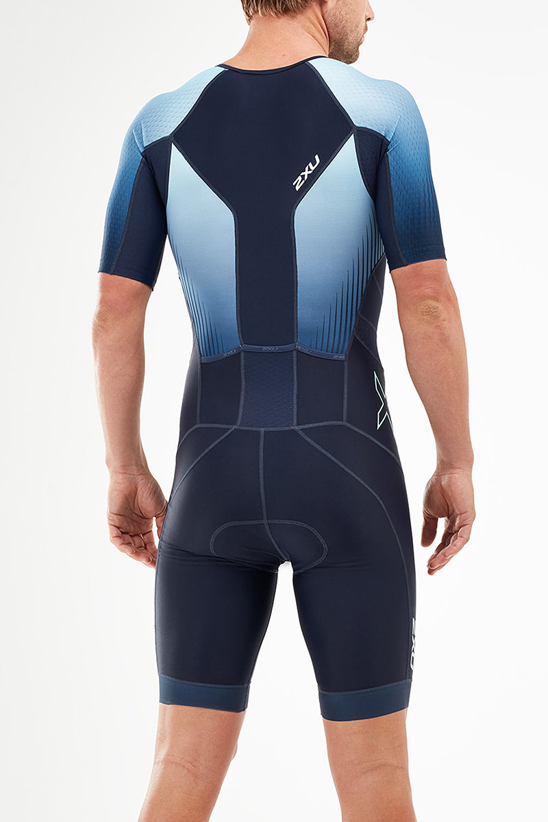 2XU Perform Full Zip Sleeved TriSuit, Herren, Midnight/Fresh Ombre Blue