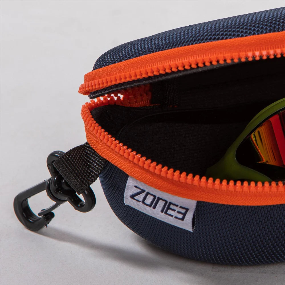 Zone3 Protective Swim Goggle Case, Schwimmbrillenetui, Navy/Orange