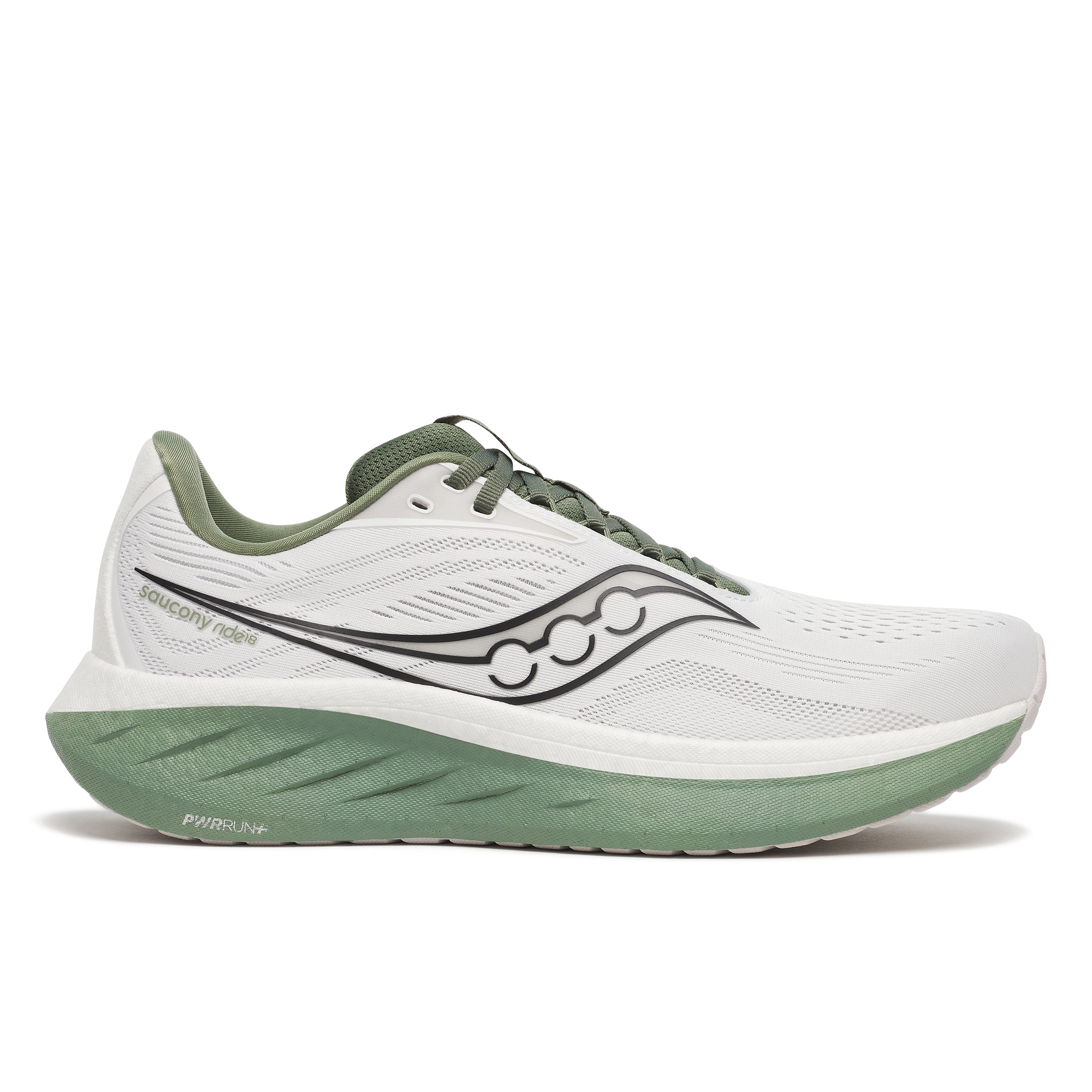 Saucony Ride 18, Herren, WHITE/OLIVINE