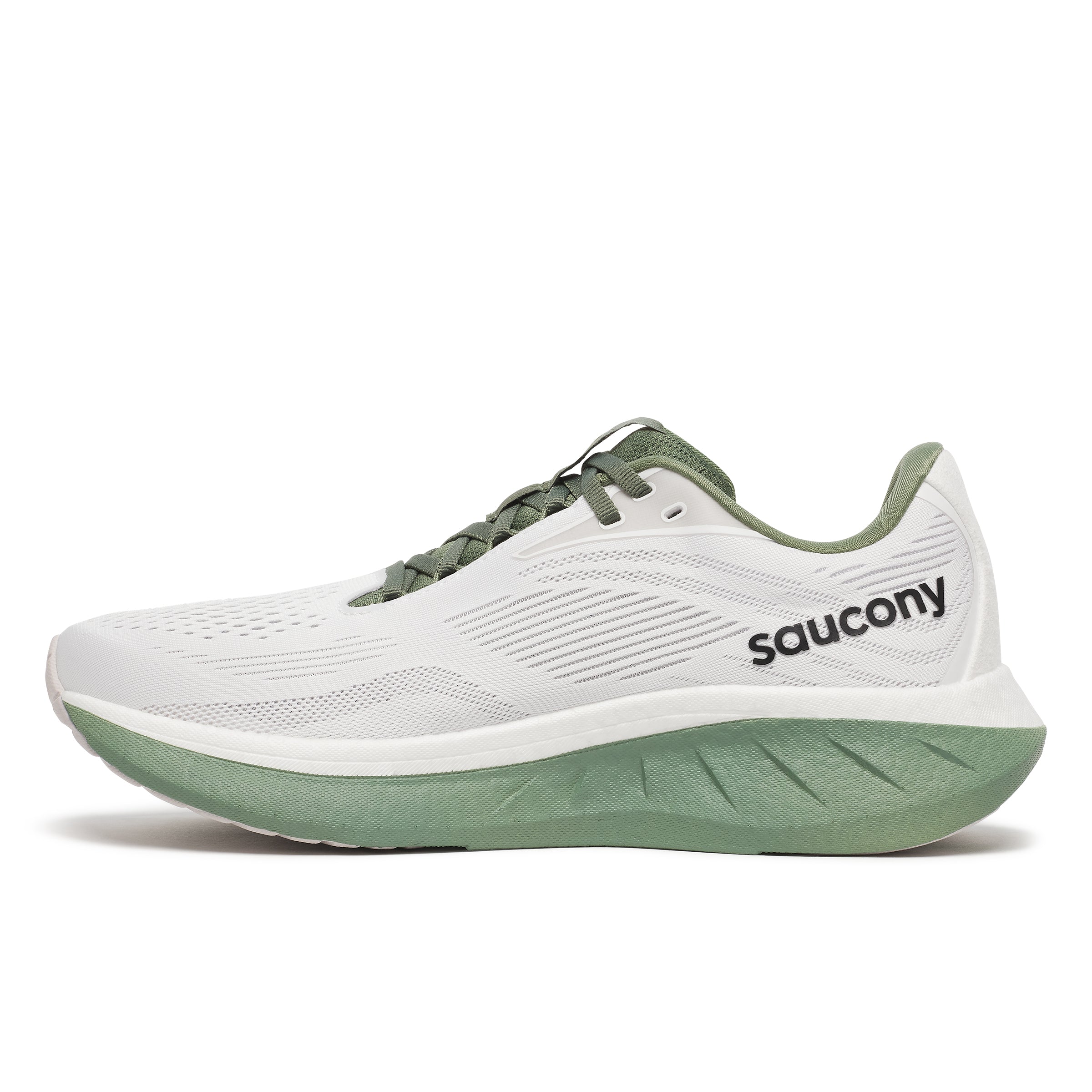 Saucony Ride 18, Herren, WHITE/OLIVINE