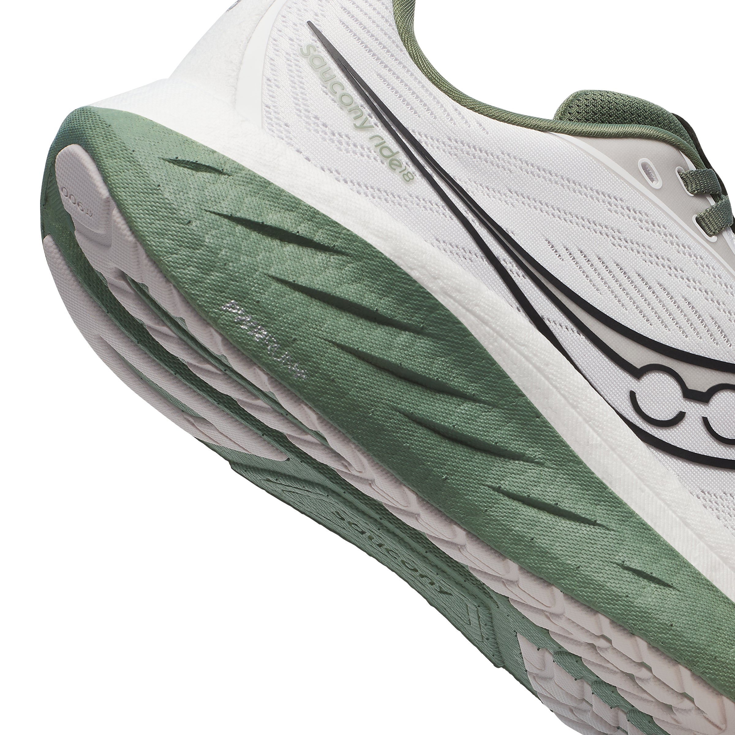 Saucony Ride 18, Herren, WHITE/OLIVINE