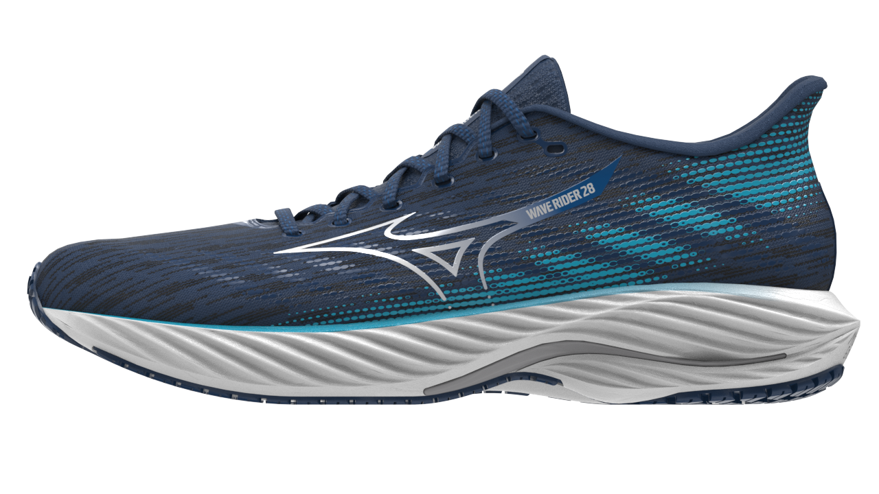 MIZUNO Wave Rider 28, Herren, Estate Blue/White/River Blue