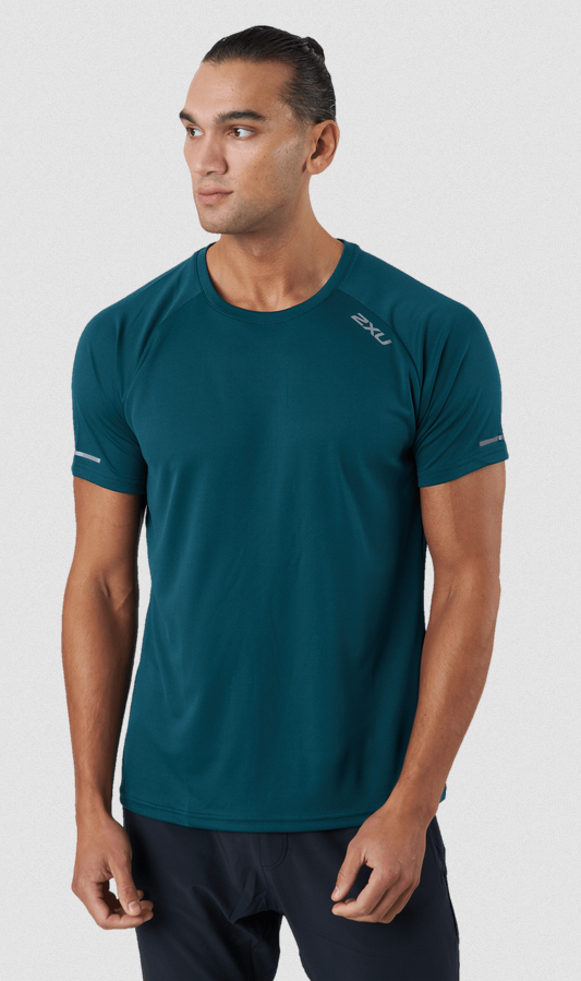 2XU Aero Tee, Laufshirt, Herren, Deep Jade/Silver Reflective