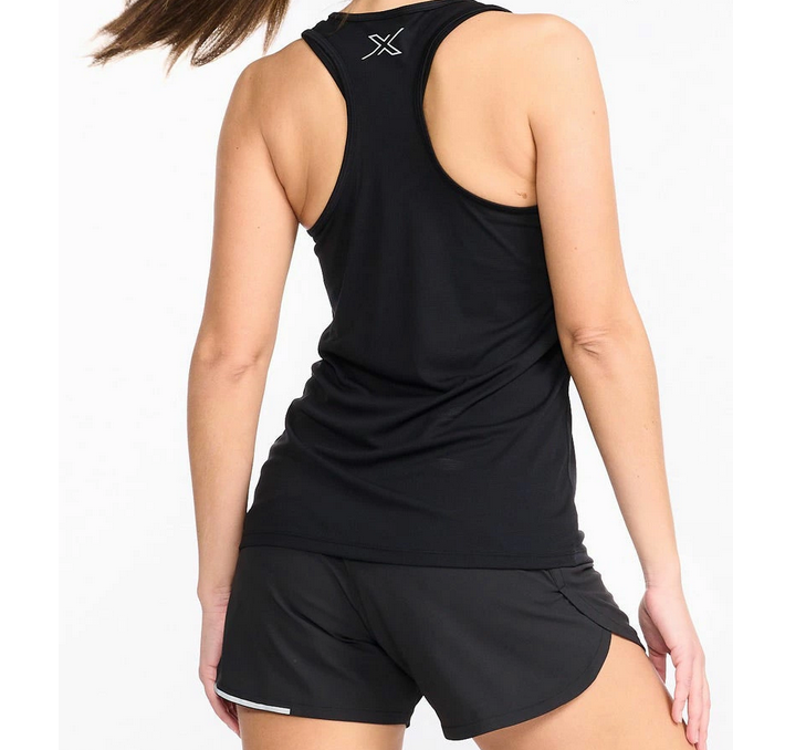 2XU Aero Singlet, Damen, Black/Silver Reflective, Racerback schmal