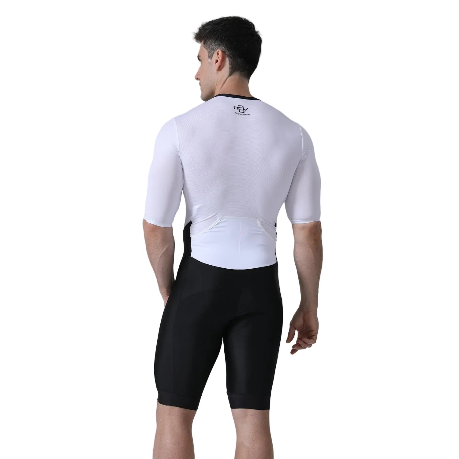 Trinovate Essential Aero Sleeved Trisuit, Herren, midnight-black, Ansicht von hinten am männlichen Modell