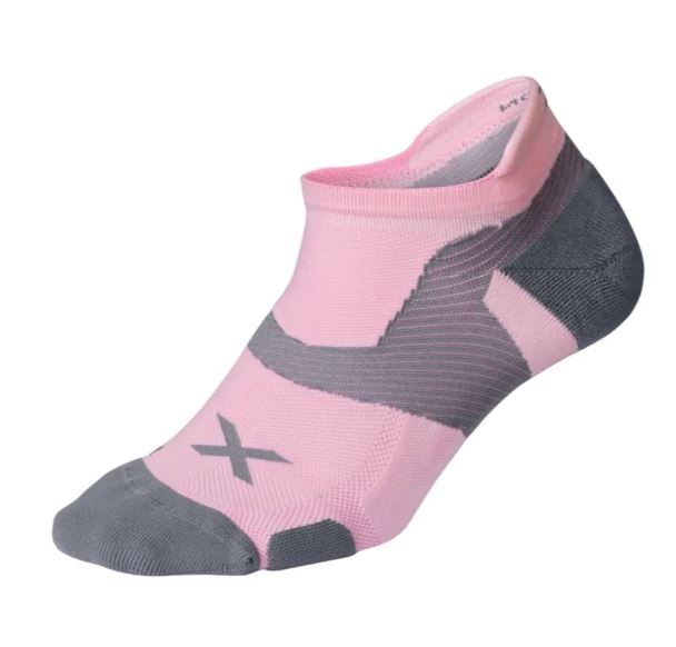 2XU VECTR Cushion No Show Socks Dusty Pink/Grey