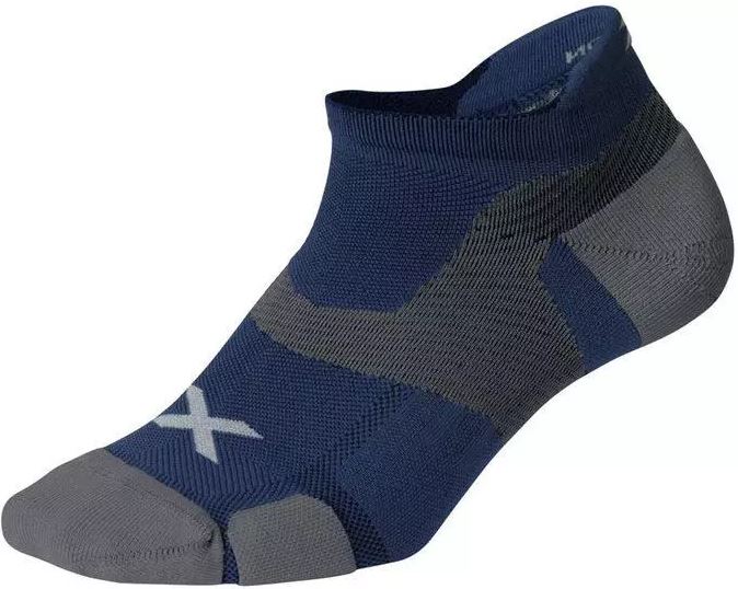 2XU VECTR Cushion No Show Socks Blue Steel/Grey