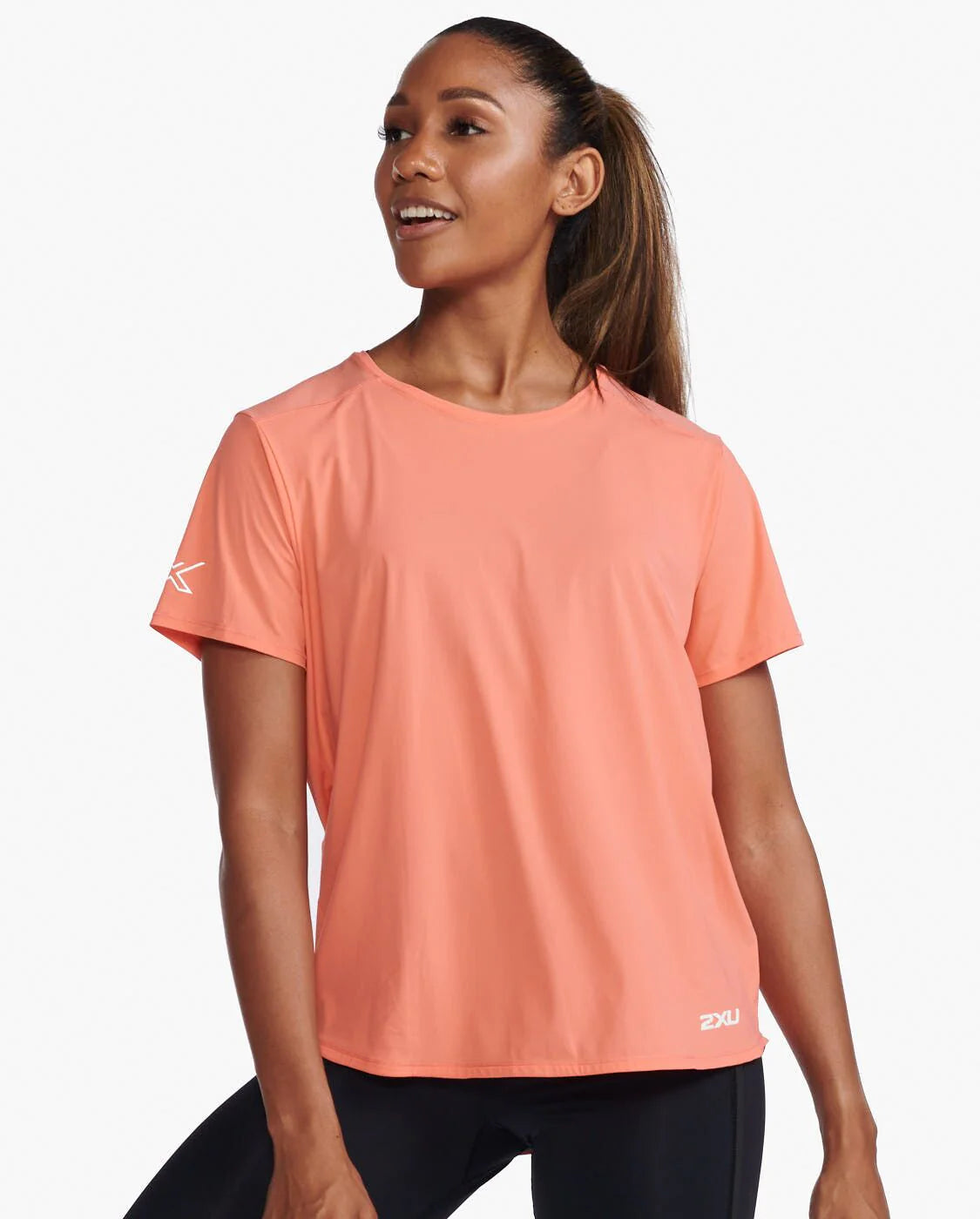 2XU Motion Mesh Tee, T-Shirt, Damen, Hyper Coral/White Reflective