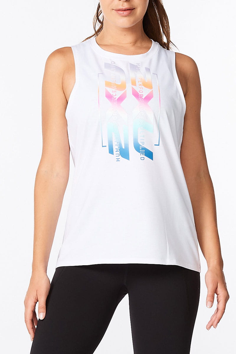 2XU Form Tank, Damen, White/Fantasy Ombre