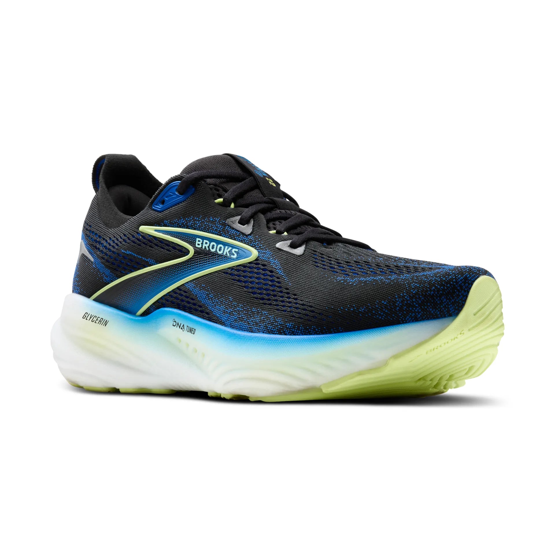 Brooks Glycerin 22, Laufschuh, Herren, Black/Cobalt/Neo Yellow