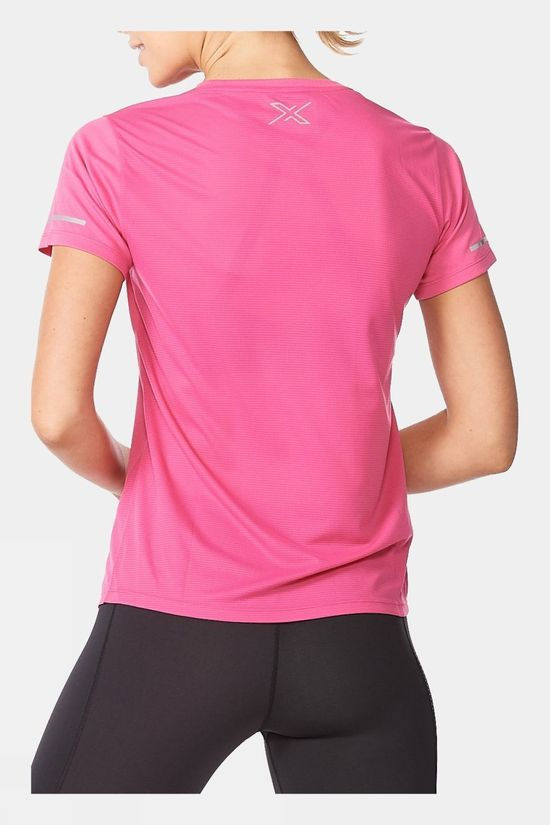 2XU Aero Tee, Laufshirt, Damen, Magenta/White Reflective