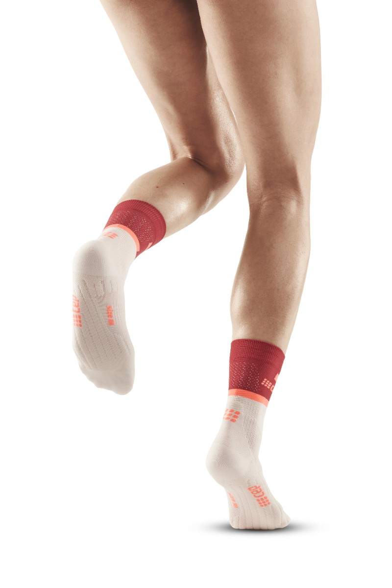 CEP The Run Compression Socks - Mid Cut, Damen, red/ off white