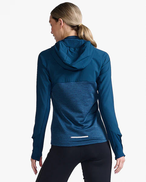 2XU Ignition Hooded Midlayer, Damen, Moonlight/White Reflective