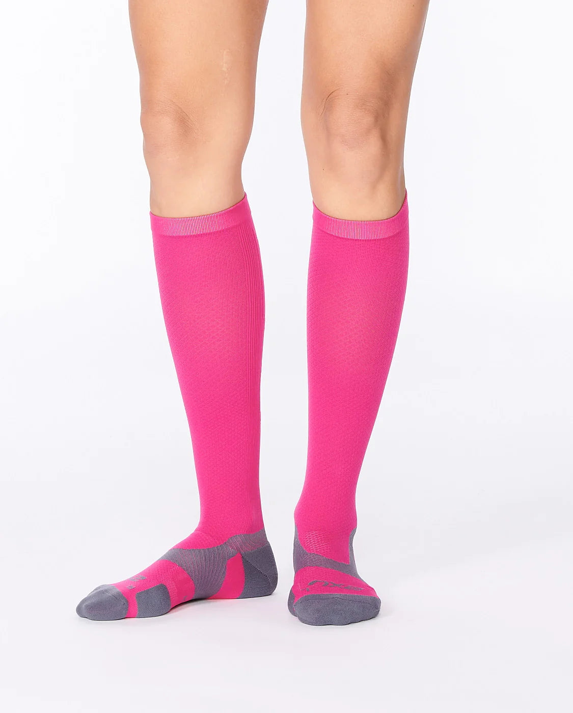 2XU VECTR L.Cush Full Length Socks, HotPink/Grey