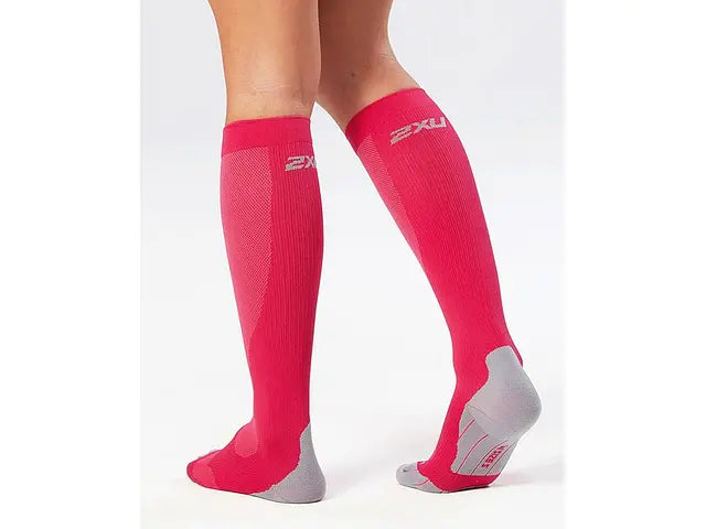 2XU Womens Compression Performance Sock, Damen, pink/grau
