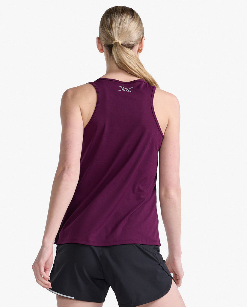 2XU Aero Singlet, Damen, Beet/Silver Reflective