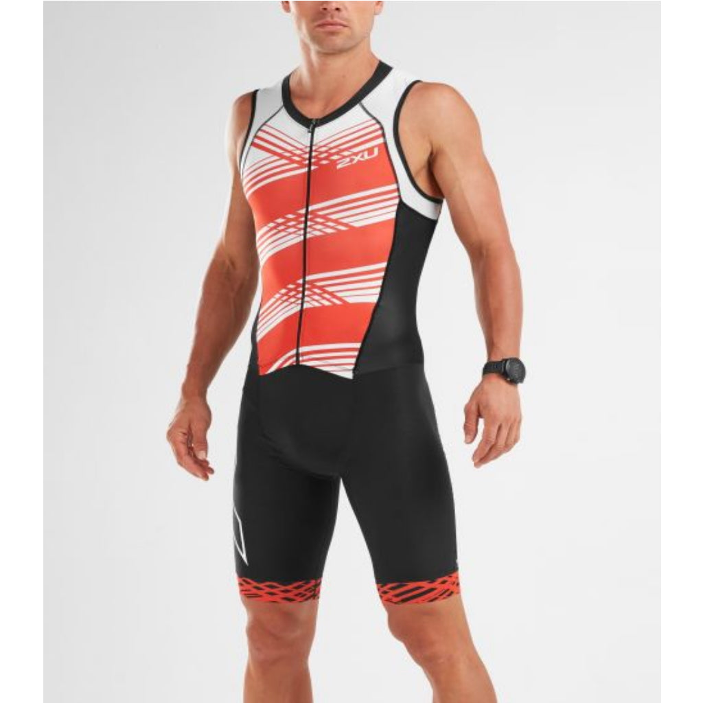 2XU Compression Full Zip TriSuit, Herren, schwarz/weiß/rot - S