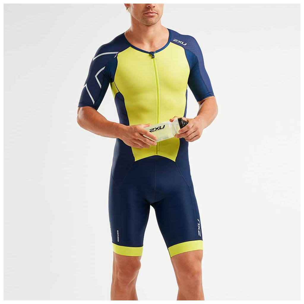 2XU Perform Full Zip Sleeved TriSuit, men, blue/yellow