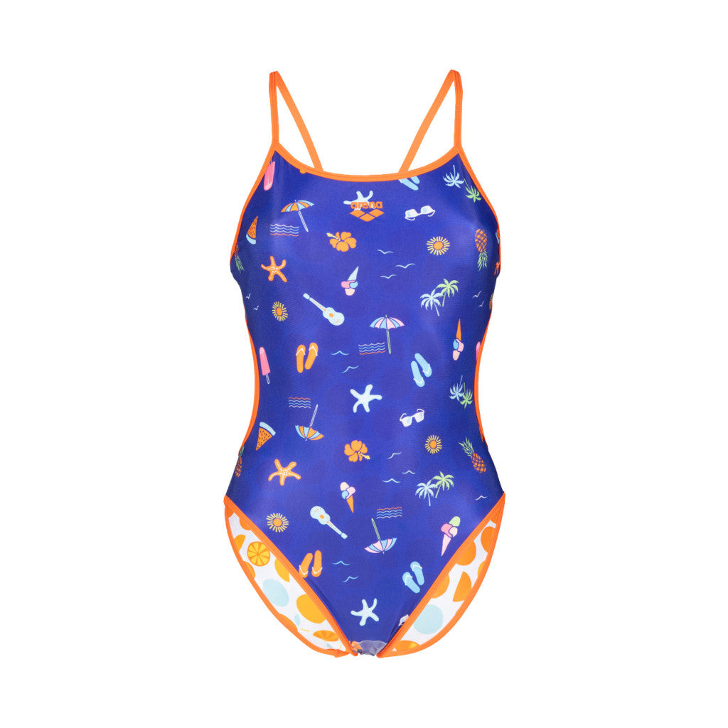 Arena Challenge Back Reversible, swimsuit, women, reversible, mango/multi, blue/orange
