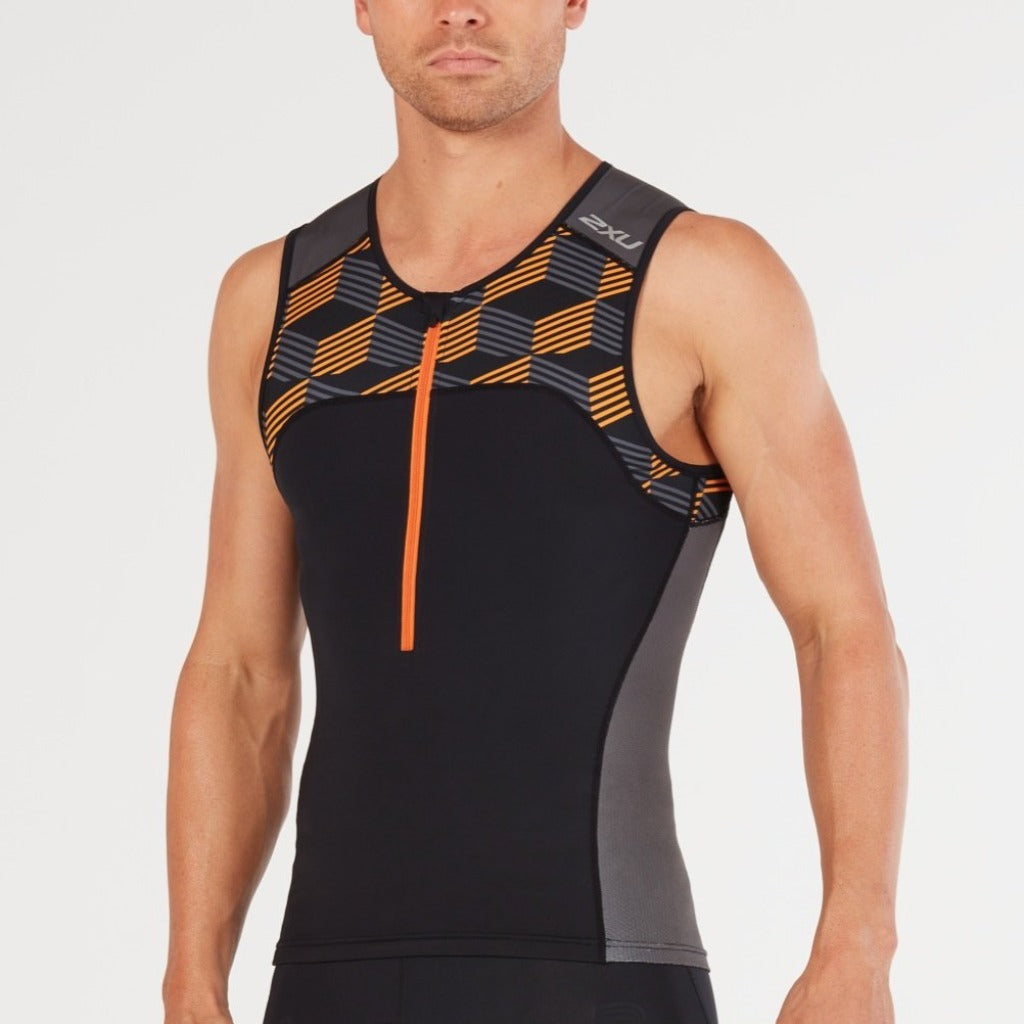 2XU Active Tri Singlet, Herren, schwarz/orange - S