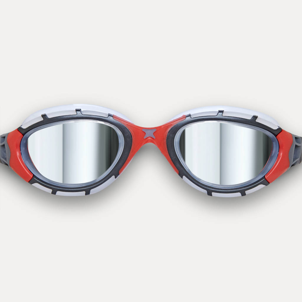 Zoggs Predator Flex Titanium, mirrored lenses, red/grey